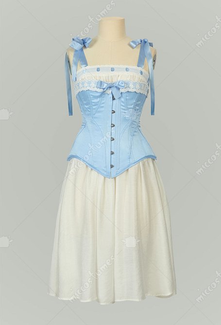 Medieval Renaissance Underdress Retro 19th Century Blue Straps Chemise Dress