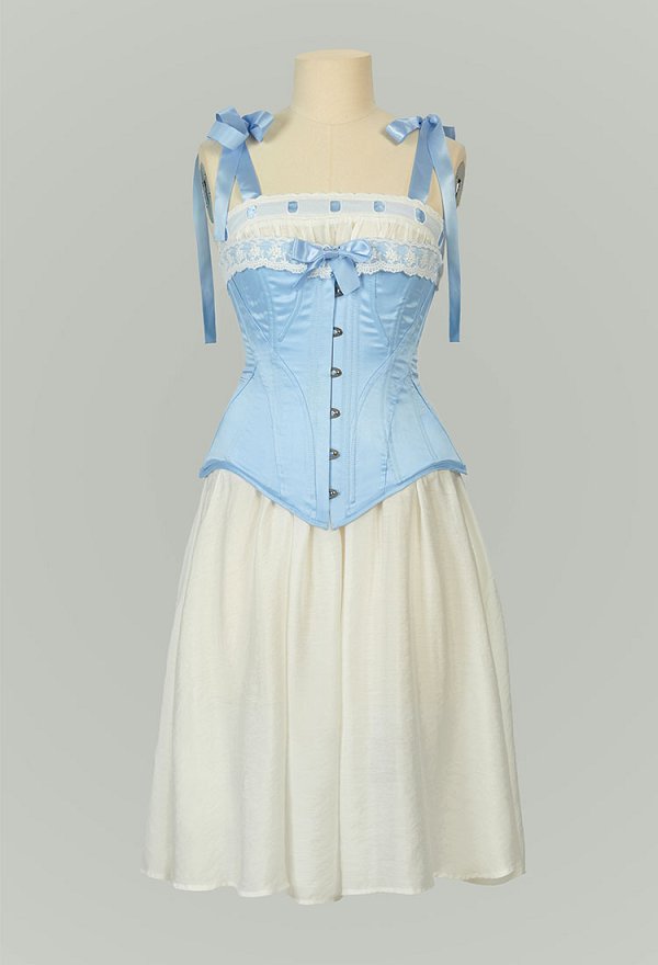 Medieval Renaissance Underdress Retro 19th Century Blue Straps Chemise Dress