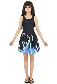 Miccostumes Women Casual Sundress All-over Colorful Tentacle Prints Tank Dress Women Dress for Summer Beach