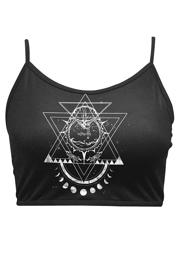 Miccostumes Women Spaghetti Strap Crop Top Gothic Cami Spaghetti Thin Short Vest Top