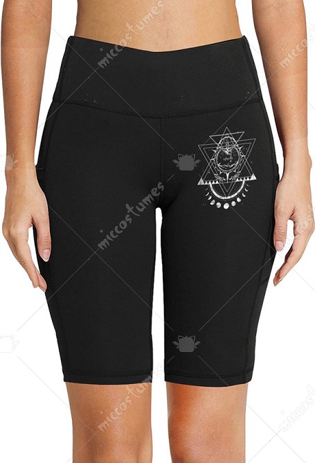 Miccostumes Women Athletic Shorts Black Gothic Pattern Running Shorts Women Cycling Clothing