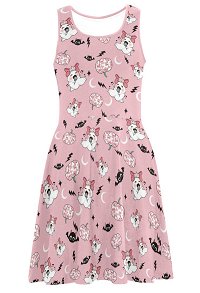 Halloween Women Casual Dress Ghost Pumpkin Prints Tank Dress Pink Dress for Summer