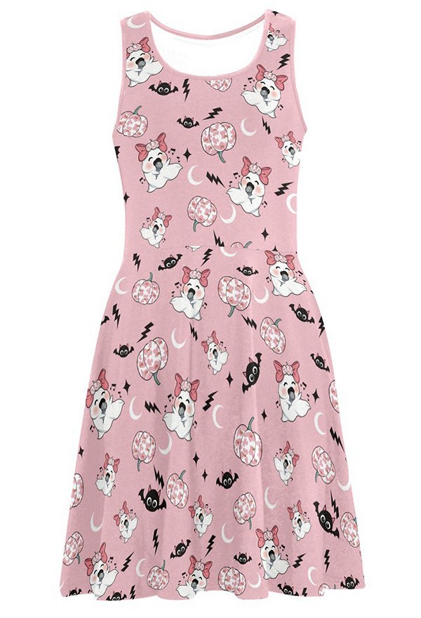 Femme Robe Halloween Rose Motif Fantôme Citrouille Style A-Line Robe pour Plage Femme Robe Halloween Rose Motif Fantôme Citrouille Style A-Line Robe pour Plage