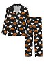 Miccostumes Damen Halloween Geisterkürbis Nachtwäsche Langarm und Hose Pyjama Set