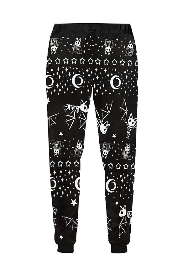 Halloween Pantalon de survêtement Moon Bat Prints Sweatpants avec poches