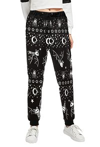 Halloween Track Pants Moon Bat Prints Sweatpants with Pockets