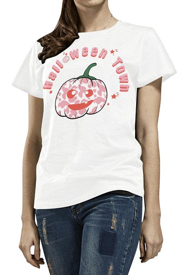 Halloween Women Regular T-shirts Strawberry Pumpkin Prints Slim T-shirts Halloween Women Regular T-shirts Strawberry Pumpkin Prints Slim T-shirts