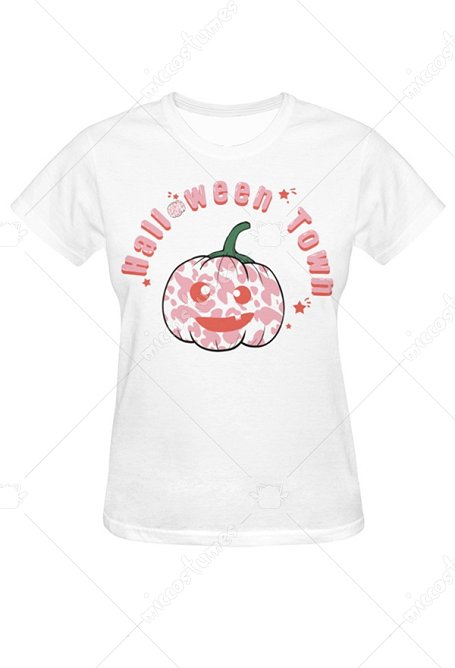 Halloween Erdbeer Kürbis Frauen T-Shirts Kurzarm T-Shirt