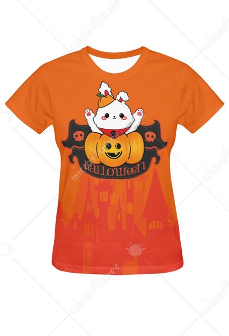 Halloween Femmes Régulier T-shirts Citrouille Lapin Prints Slim T-shirts