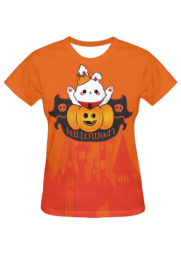 Halloween Femmes Régulier T-shirts Citrouille Lapin Prints Slim T-shirts Halloween Femmes Régulier T-shirts Citrouille Lapin Prints Slim T-shirts