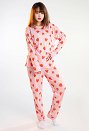 Miccostumes Strawberry Prints Women Pajamas Set Top and Pant Sleep Set Long Sleeve Lounge Sets Sleepwear