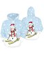 Christmas Casual Hoodies Snowman Prints Women Pullover Blue Sweatshirts with Pocket