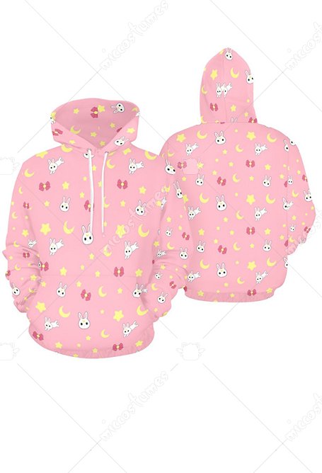 Hoodie Casual Dérivé de Tsukino Usagi pour Femmes Pull Rouge Sweatshirts avec poche