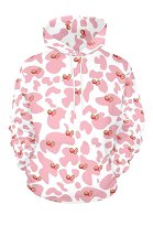 Hoodie Casual Imprimé Lait et Fraise pour Femmes avec poche Hoodie Casual Imprimé Lait et Fraise pour Femmes avec poche