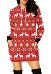 Christmas Women Pullover Hoodie Dress Reindeer Mosaic Prints Long Sleeve Red Sweatshirt