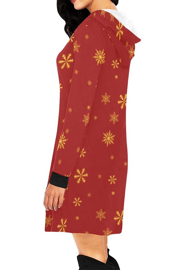 Pull À Capuche et Robe Longues Imprimés Renne de Noël Rouge Sweat Pull À Capuche et Robe Longues Imprimés Renne de Noël Rouge Sweat