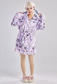 Women Bathrobe Shower Robes Gothic Warm Robe Kimono House Sleepwear Flannel Comfy Loungewear