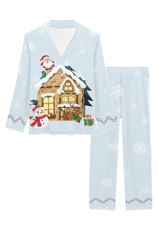 Weihnachten Pyjama Damen Lange Arm Top Hosen Set Pyjama Set 2 Pcs
