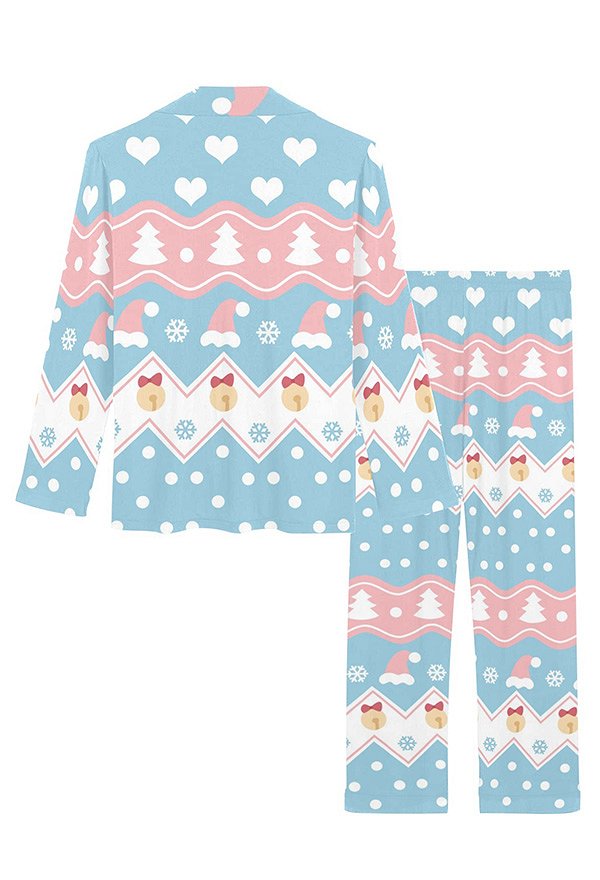 Pyjamas de Set longs pour Femmes Bleus et Rose Pyjamas de Set longs pour Femmes Bleus et Rose