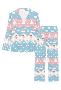 Pyjamas de Set longs pour Femmes Bleus et Rose