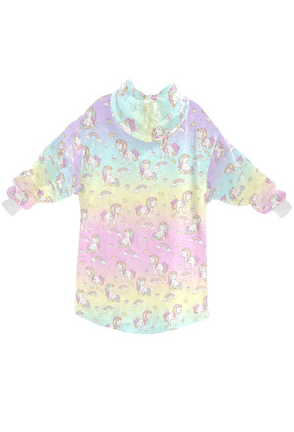 Miccostumes Women Oversized Blanket Hoodie Unicorn Prints Wearable Blanket Sweatshirt