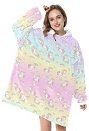 Miccostumes Women Oversized Blanket Hoodie Unicorn Prints Wearable Blanket Sweatshirt