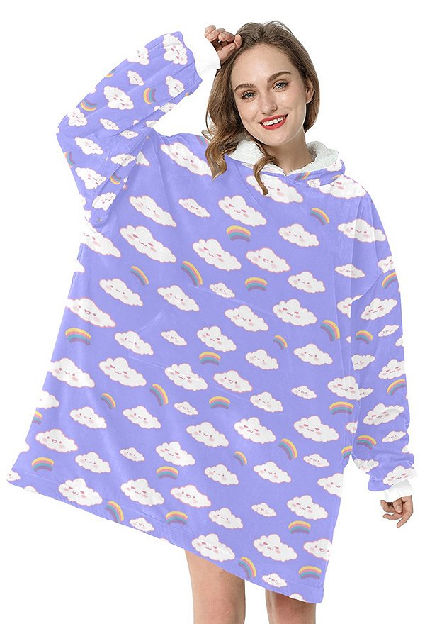 Damen Oversize Blanket Hoodie Decken Sweatshirt