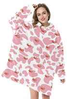 Blanket Surdimensionné Hoodie Imprimé Fraise et Lait Wearable Blanket Sweatshirt Blanket Surdimensionné Hoodie Imprimé Fraise et Lait Wearable Blanket Sweatshirt