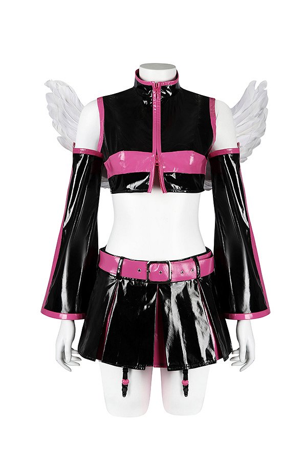 2.5 Dimensional Seduction Mikari Tachibana Cosplay Kostüm kurzes Oberteil Rock Set mit Flügeln