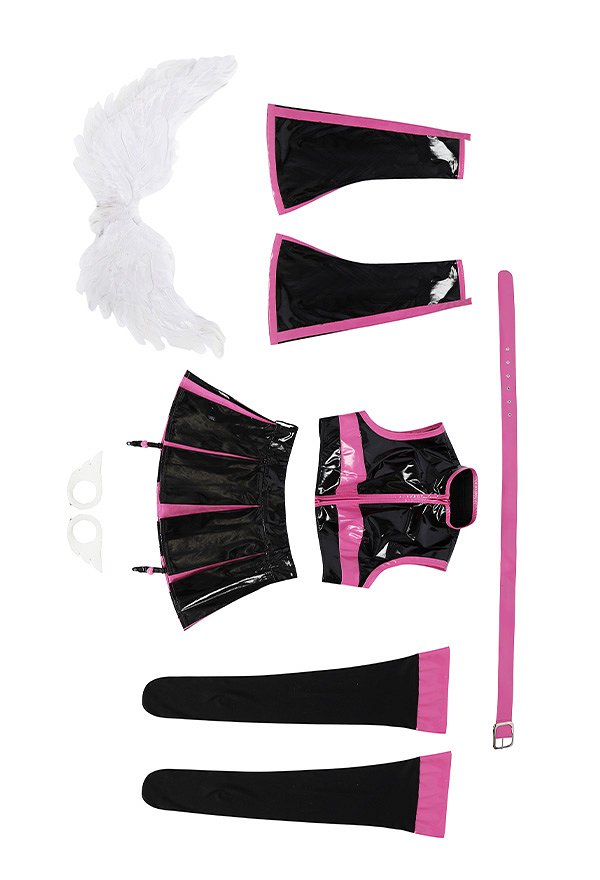 2.5 Dimensional Seduction Mikari Tachibana Cosplay Kostüm kurzes Oberteil Rock Set mit Flügeln