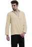 Men Renaissance Medieval Shirt Khaki V Neck Long Sleeve Pirate Top for Halloween