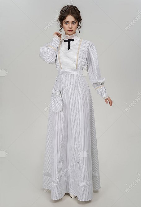 Femmes Costume Médiéval de Renaissance Robe Édouardienne et Gothique Robe de Vintage avec Sac de Ceinture