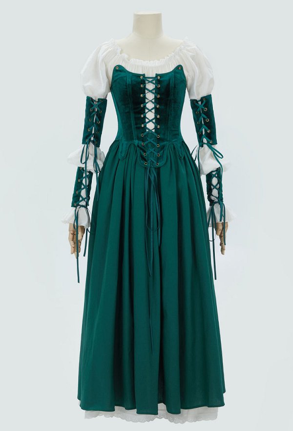 Retro Renaissance Dress Set Vintage Medieval Dress with Corset and Half Skirt Retro Renaissance Dress Set Vintage Medieval Dress with Corset and Half Skirt