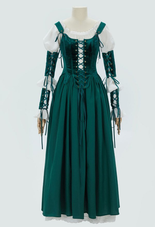 Retro Renaissance Dress Set Vintage Medieval Dress with Corset and Half Skirt Retro Renaissance Dress Set Vintage Medieval Dress with Corset and Half Skirt