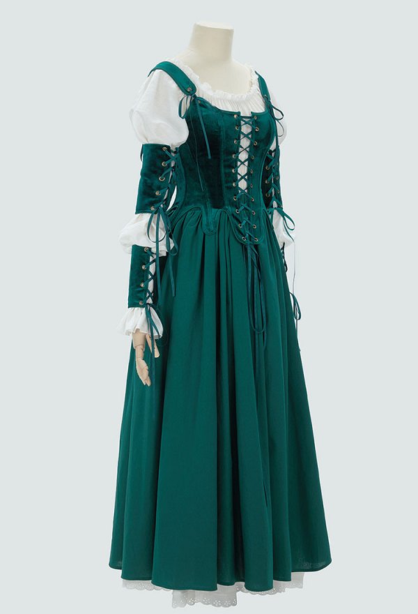 Retro Renaissance Dress Set Vintage Medieval Dress with Corset and Half Skirt Retro Renaissance Dress Set Vintage Medieval Dress with Corset and Half Skirt