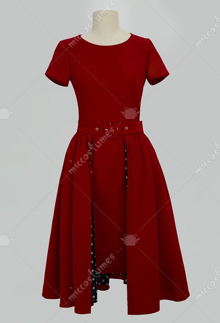1940er Vintage Slim Fit Kleid mit gepunktetem Schleppschwanz