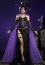 Raven Derivative Halloween Gothic Hexe Cosplay Kostüm Neckholderkleid mit Umhang Hut