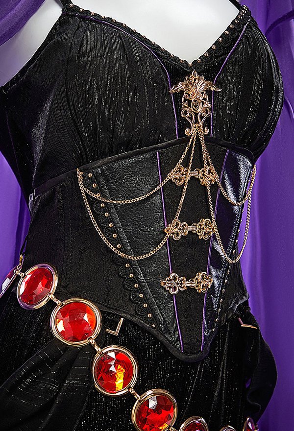 Raven Derivative Halloween Gothic Hexe Cosplay Kostüm Neckholderkleid mit Umhang Hut