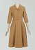 1950s Vintage V-Neck Siete Vestido de Manga con Cinturón