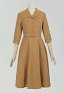 1950er Vintage V-Ausschnitt Sieben Ärmel Kleid mit Gürtel