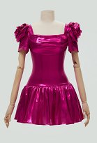 Disfraz de Cosplay 1980s Vintage Swing Cuello Slim Fit Vestido Vestido Skater Metálico Brillante Disfraz de Cosplay 1980s Vintage Swing Cuello Slim Fit Vestido Vestido Skater Metálico Brillante