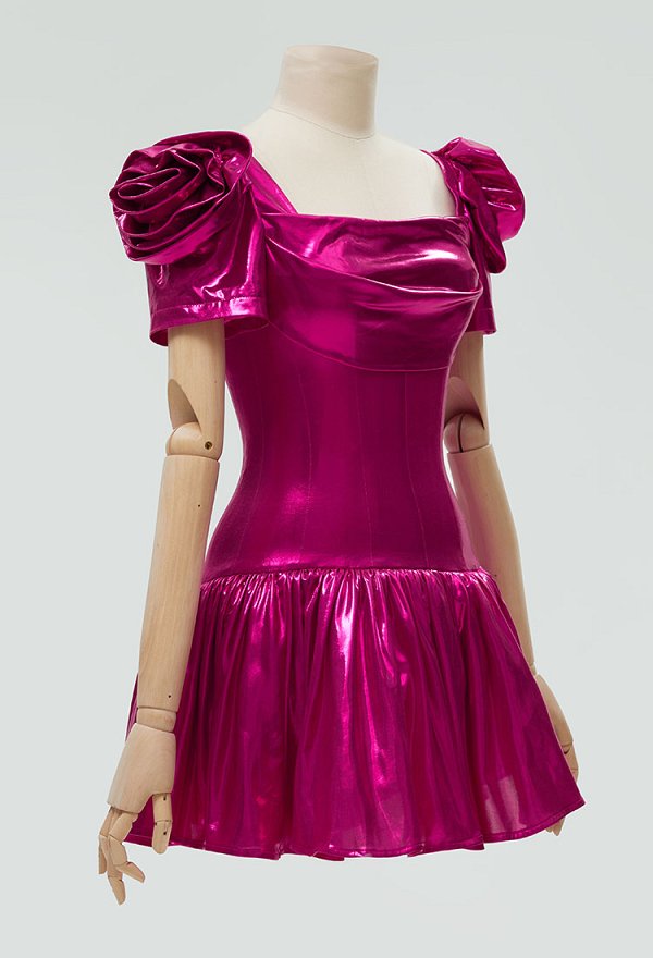 1980s Vintage Swing Halsausschnitt Slim Fit Kleid