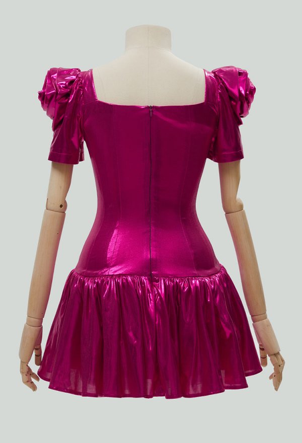 1980s Vintage Swing Halsausschnitt Slim Fit Kleid