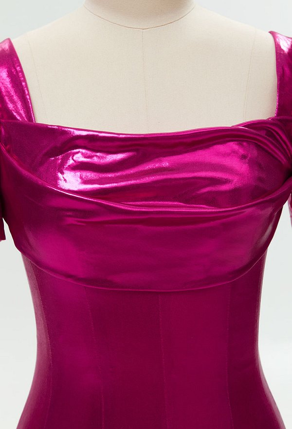 1980s Vintage Swing Halsausschnitt Slim Fit Kleid