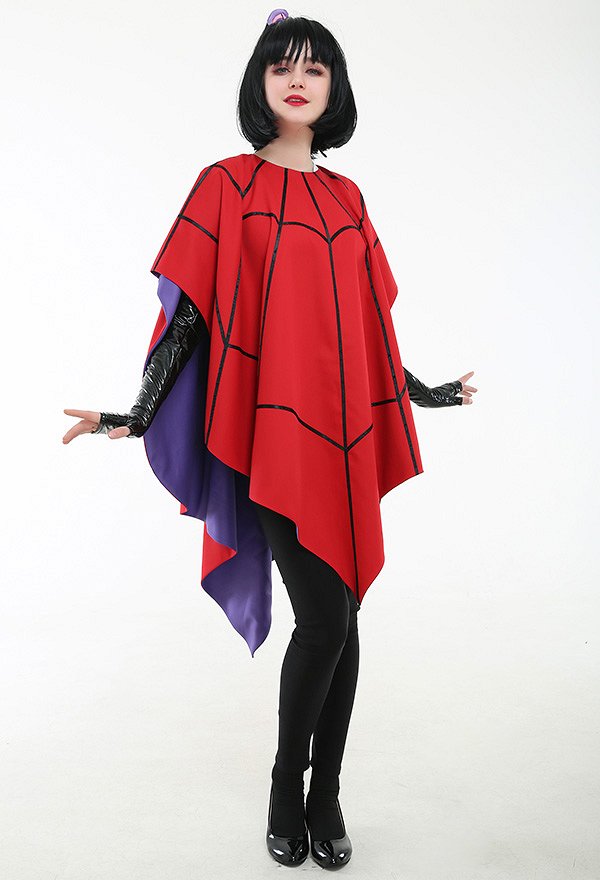 Lydia Deetz Animated Cosplay Costume Red Spider-web Cloak with Gloves