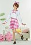 Aggretsuko Red Panda Retsuko Cosplay Costume OTM Filles Idol Uniforme Rose Chemise À Carreaux et Jupe