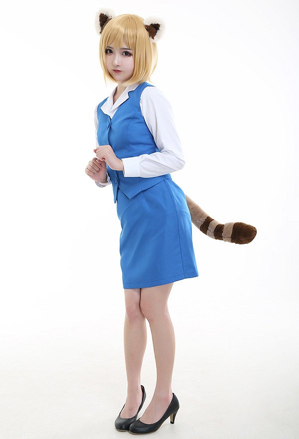 Aggretsuko Red Panda Retsuko Cosplay Costume Office Lady Suit Female Uniform with Tail and Ears Aggretsuko Red Panda Retsuko Cosplay Costume Office Lady Suit Female Uniform with Tail and Ears
