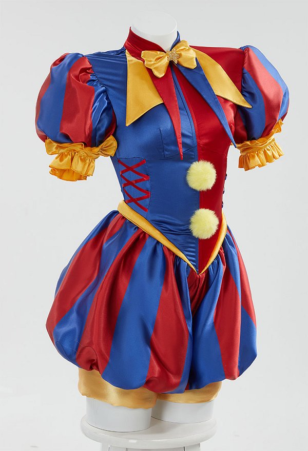Disfraz de Cosplay de Chica Payaso de TADC con Mono Azul y Rojo con Sombrero con Guantes y Calcetines