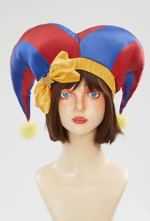 Disfraz de Cosplay de Chica Payaso de TADC con Mono Azul y Rojo con Sombrero con Guantes y Calcetines