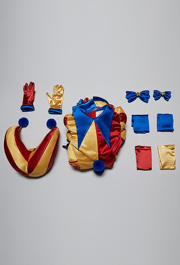TADC Clown Girl Cosplay Costume Two-tone Bodysuit and Hat with Gloves and Socks